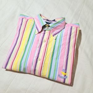 Multicolored Vintage Striped Pastel Button Up Shirt